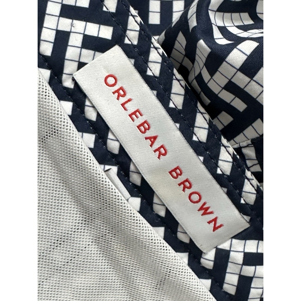 Orlebar Brown Bulldog Maro Navy Cloud Triangle Print Swim Trunks Size 40 - Picture 13 of 16